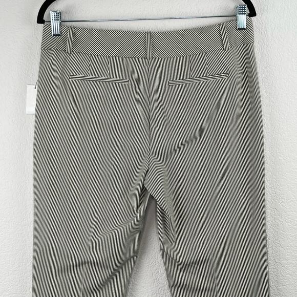 Norma Kamali Anthropologie Mid Rise Ankle Pant Black Straw Pinstripe 6 NWT - Picture 7 of 13